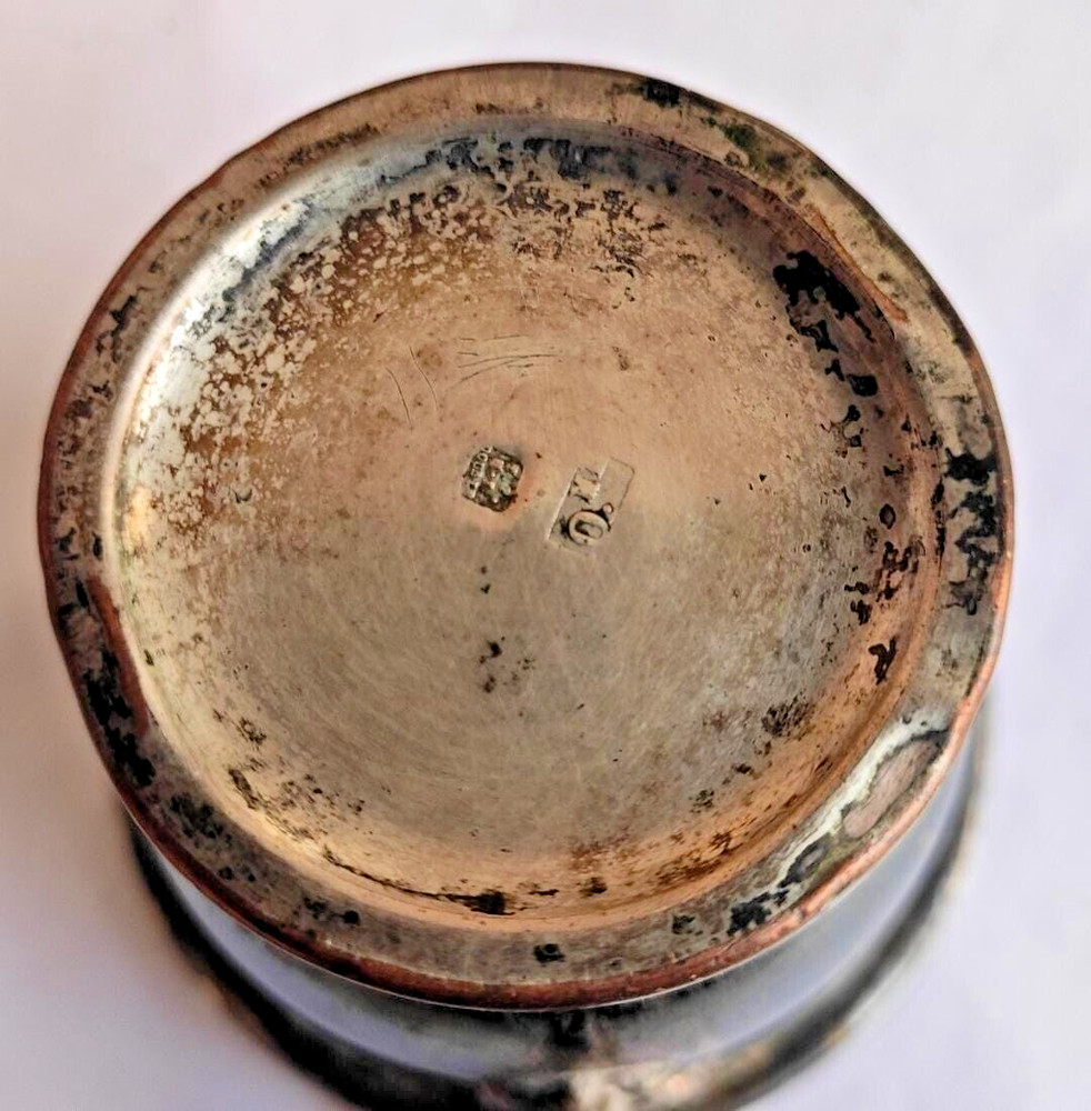 Old Cup brass with outside silver & inside gold polish, marked