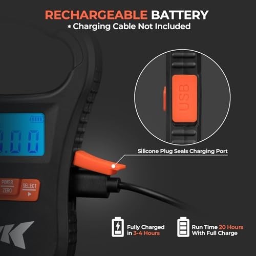 Digital Fish Scale 65lb Capacity, USB Rechargeable, Ultra-Thin LCD Display, Ergo