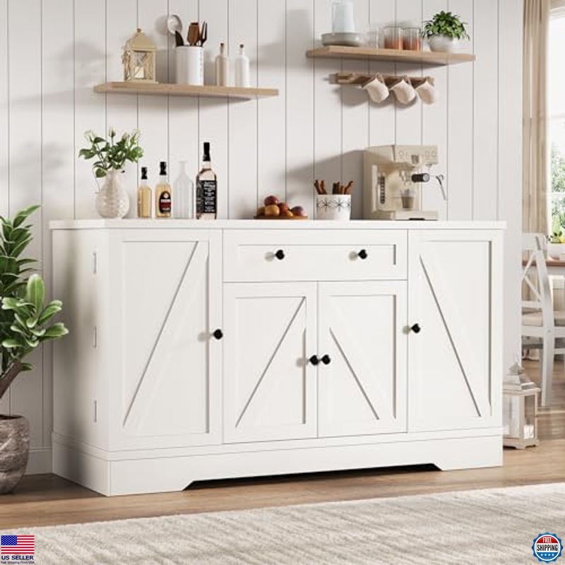 55" Buffet Cabinet with Storage, Kitchen Buffet Sideboard with Pull-Out Shelves
