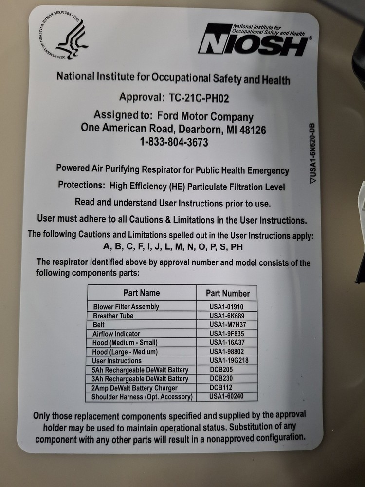 3M FORD Powered Air Purifying Respirator