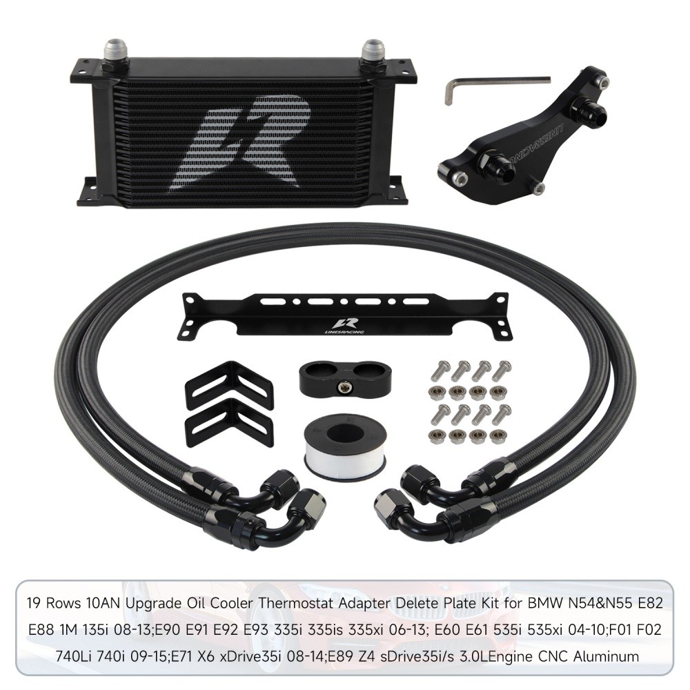 AN10 19 Row Oil Cooler Kit Thermostat Adapter For BMW N54/N55 335i 335is 335xi