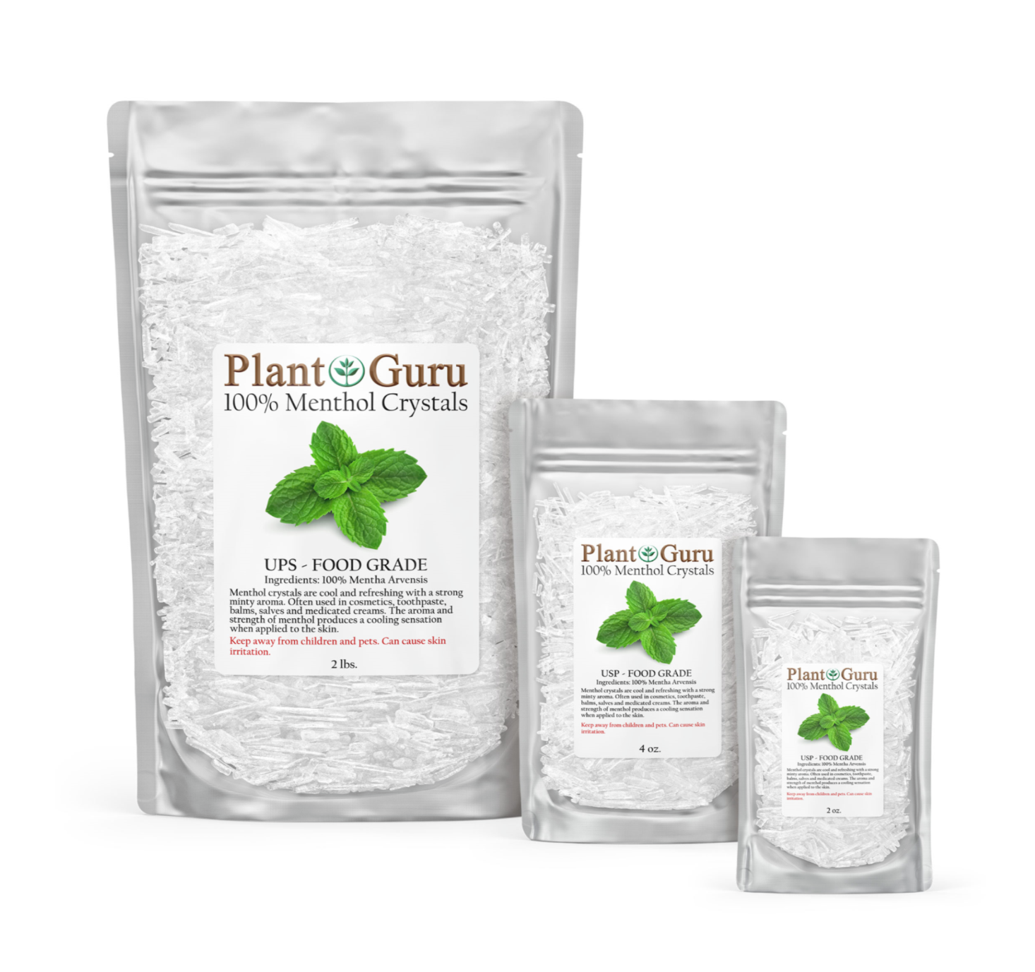 MENTHOL CRYSTALS Mentha Arvensis USP Food Grade 100% PURE 1 oz. to 10 lbs. Bulk