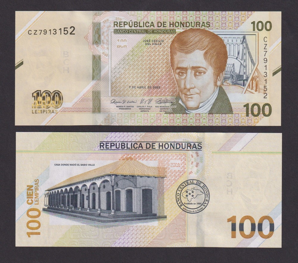 UNC Honduras 100 Lempiras 2022 New Design Issue