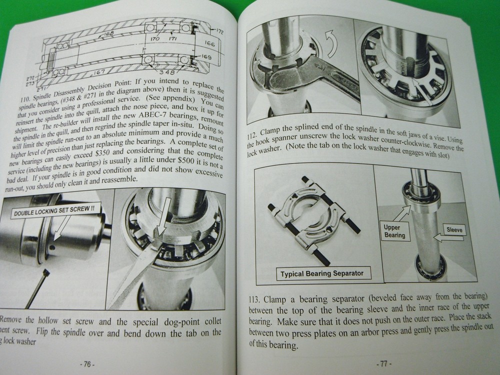 RENOVATION GUIDE for BRIDGEPORT VARIABLE SPEED milling machine & PARTS CATALOG