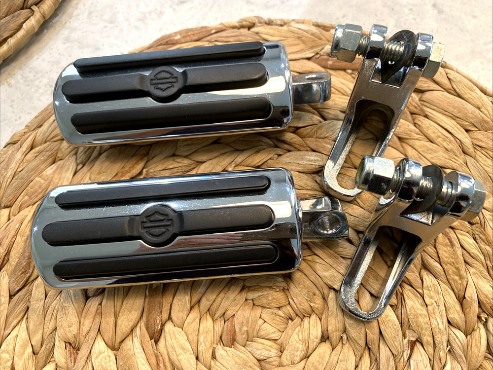🔥Harley-Davidson Chrome & Rubber Custom Touring Foot Peg/Board Complete Set🔥