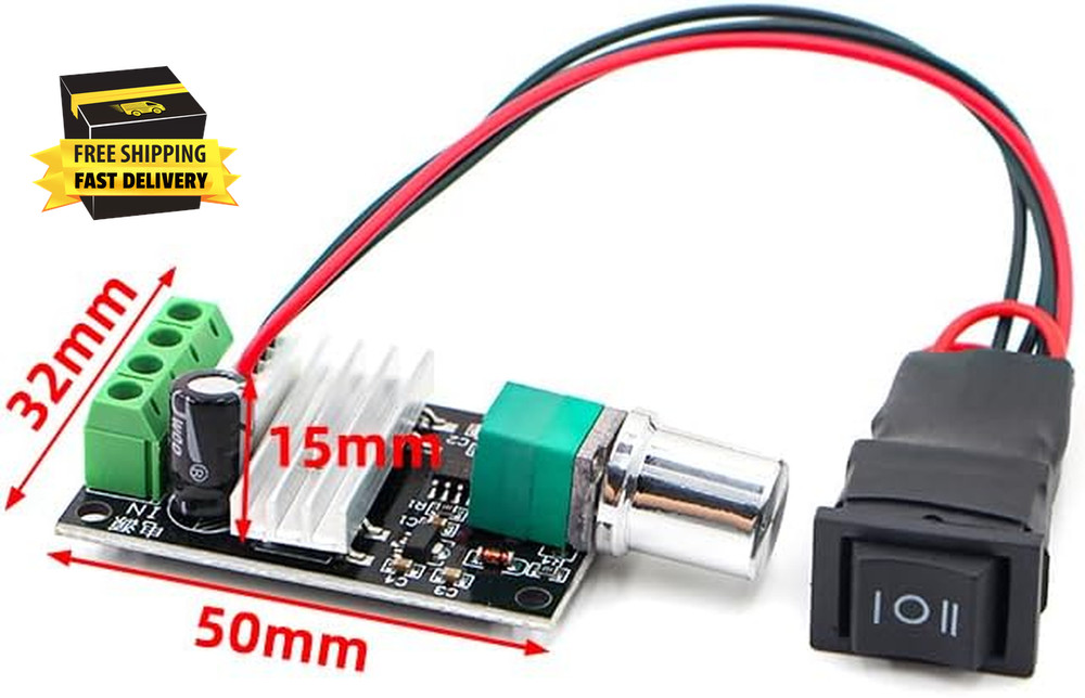 PWM DC Motor Speed Controller – 6V-28V 3A Reversible Speed Regulator with Forwar