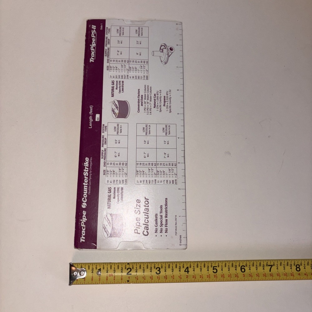 Tracpipe Counterstrike Pipe Sizing Calculator HVAC Heating PREOWNED