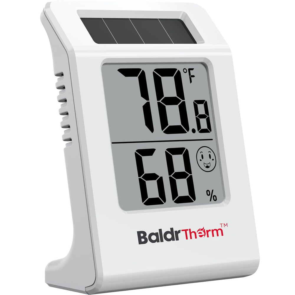 2.2'' Digital Thermometer and Hygrometer Meter, Solar-Powered Indoor Temperat...