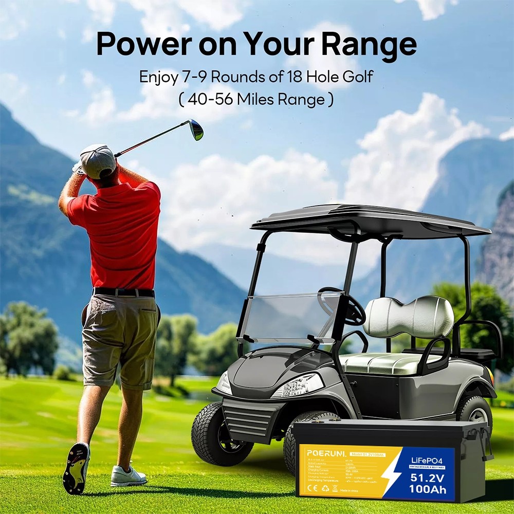 48V 100Ah LiFePO4 Lithium Battery BMS Deep Cycles for RV Solar Boat Golf Cart