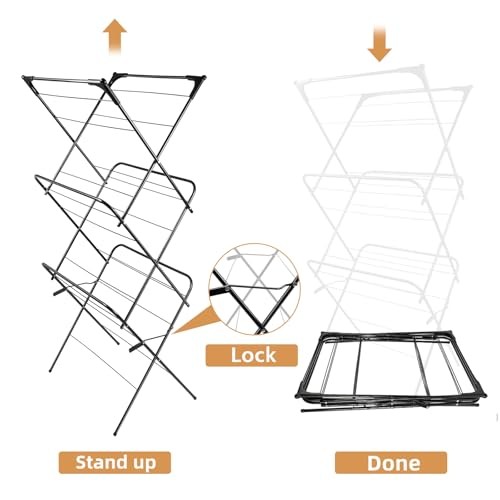 Foldable Clothes Drying Rack | Portable Collapsible Laundry Drying Rack | Black