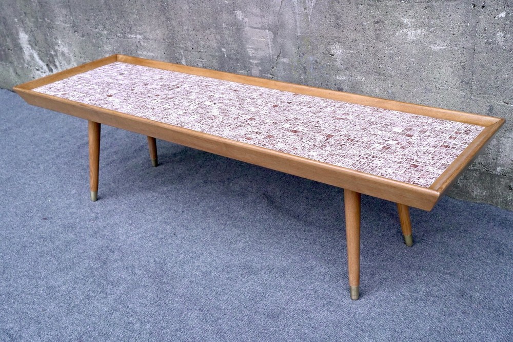 Mid Century Modern Marshall Studios Style Mosaic Tile Top Coffee Table