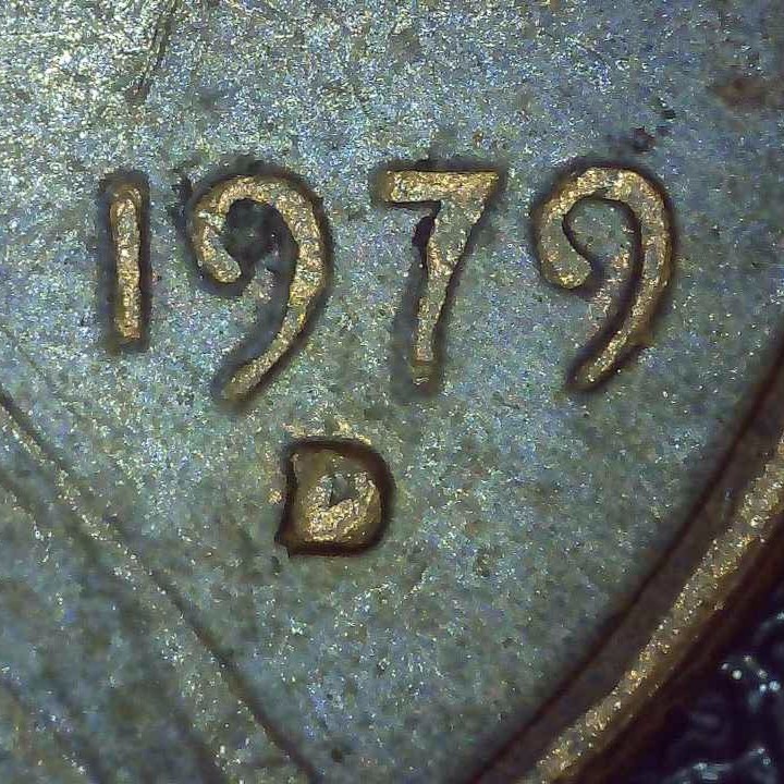 1979 D Lincoln Penny error repunched mintmark