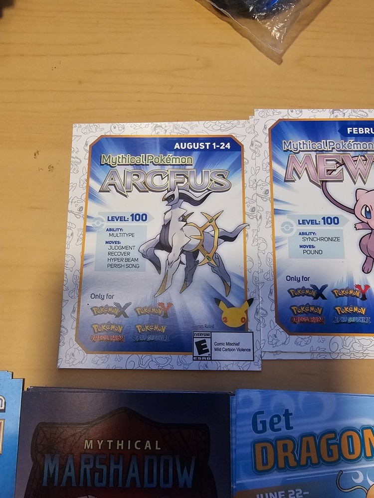 32 Used Scratched Nintendoo 3DS Pokemon Event Code Cards 2015-2017