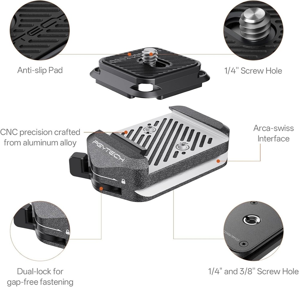 Arca Swiss Camera Plate V2 Kit - Quick Release Mount, Aluminum, Secure Dual Lock
