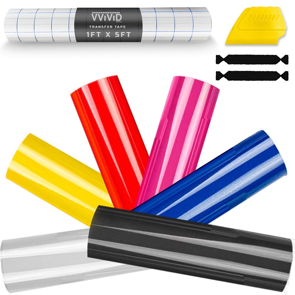 651 Multi-Color Vinyl Starter Kit 12 Inch x 5ft Roll Bundle Including Toolkit...