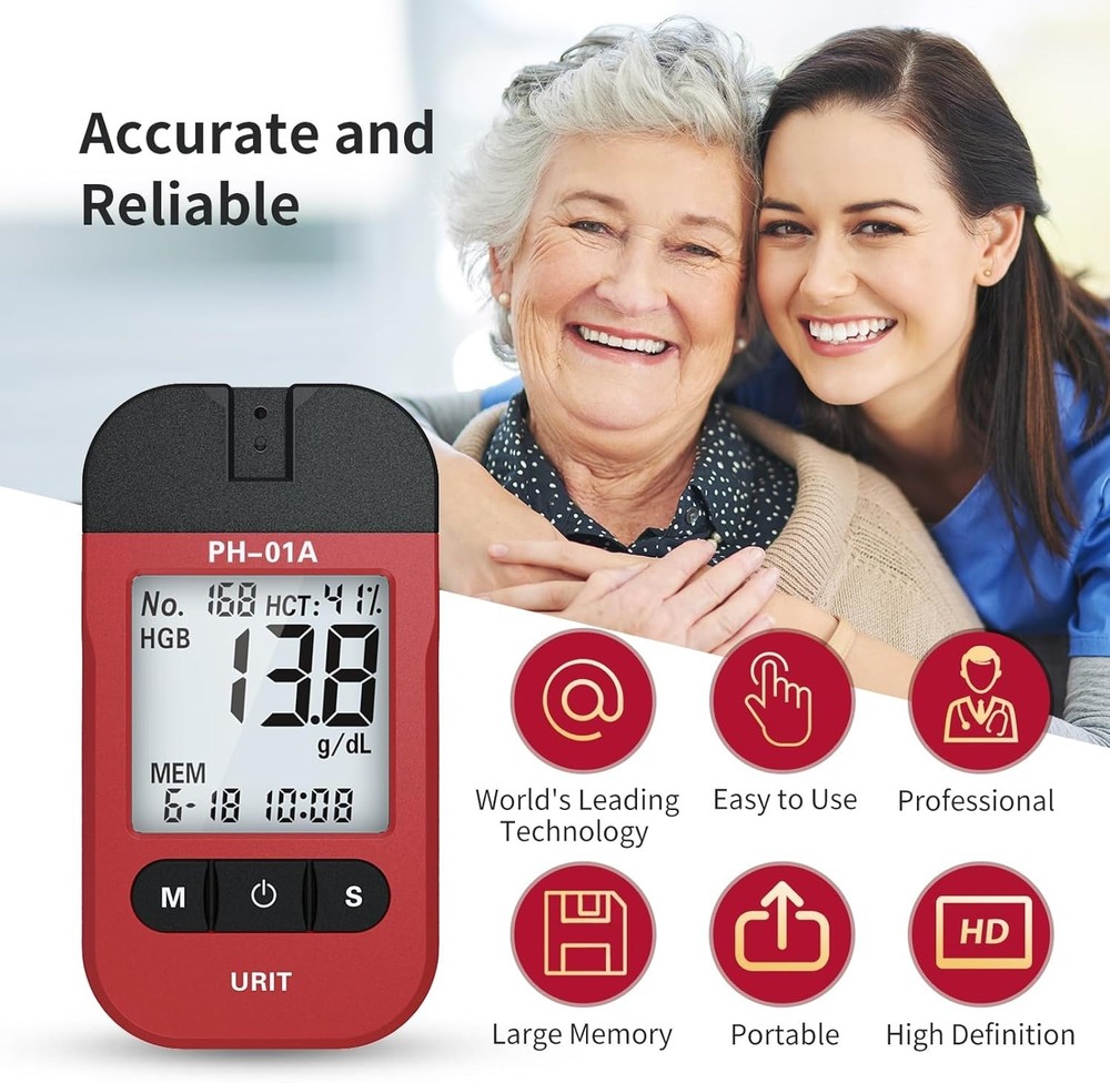 Home Hemoglobin Test Meter with 50 Test Strips Kit Easy Use Hemoglobin Test..46