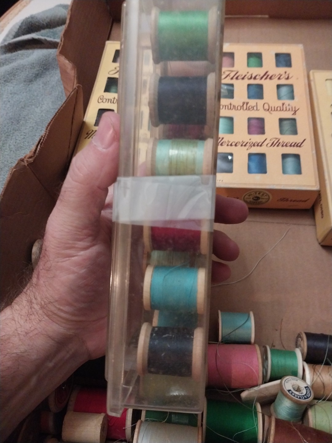 Vintage Fleischers Controlled Mercerized Thread New And Used Box Dated 1936