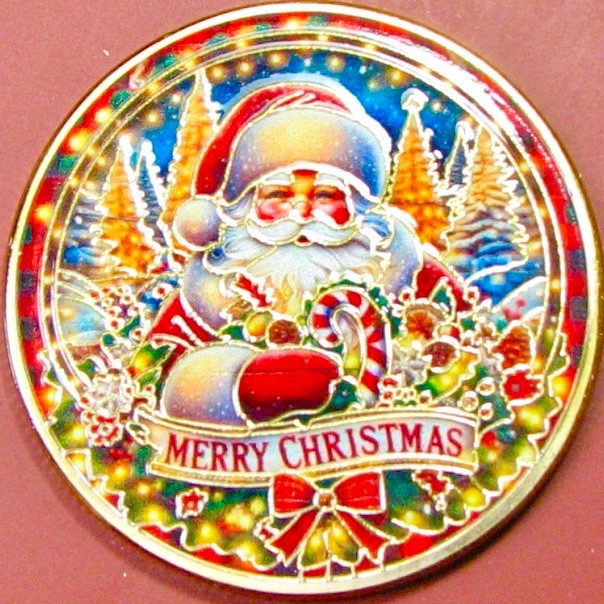 Merry Christmas. Challenge Coin. 1.50". k96B.