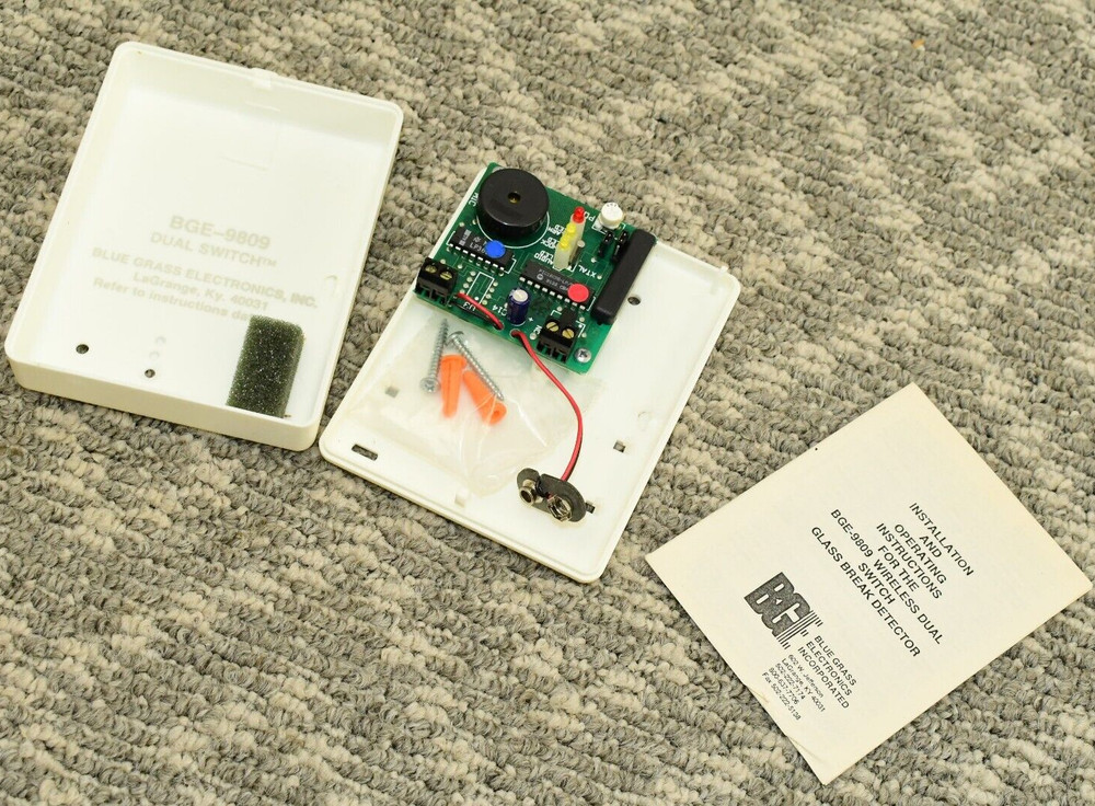 Glass Break Detector Wireless Dual Switch BGE-9809 Blue Grass Electronics