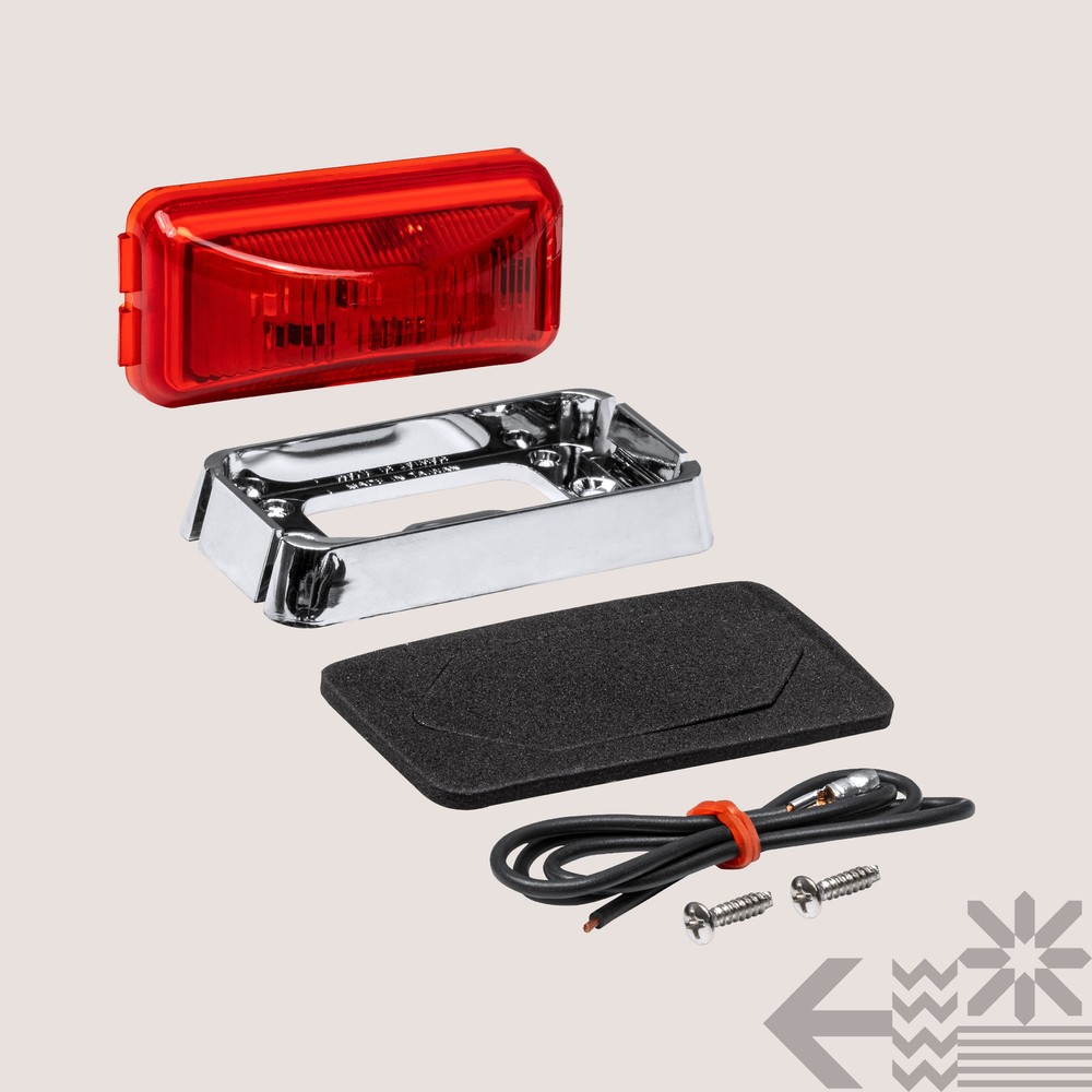 2.5" Red LED Trailer Side Marker Light Chrome Bezel DOT FMVSS 108 SAE P2PC