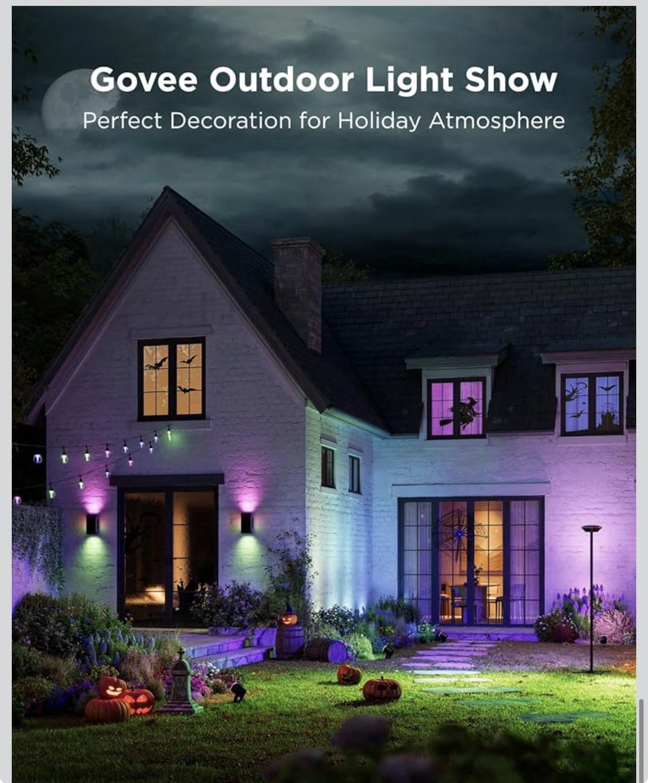 Govee Smart LED Outdoor UpDown Wall Light App Voice IP66 1200lm Multicolor