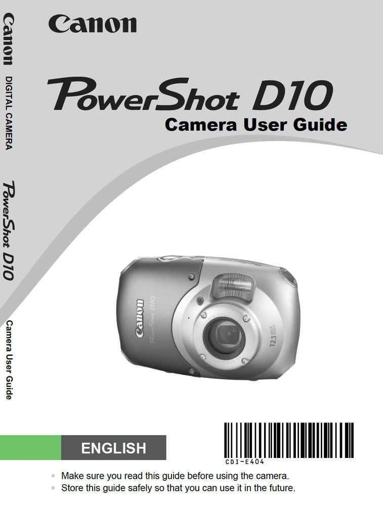 Canon POWERSHOT D10 Digital Camera User Owner Instruction Manual
