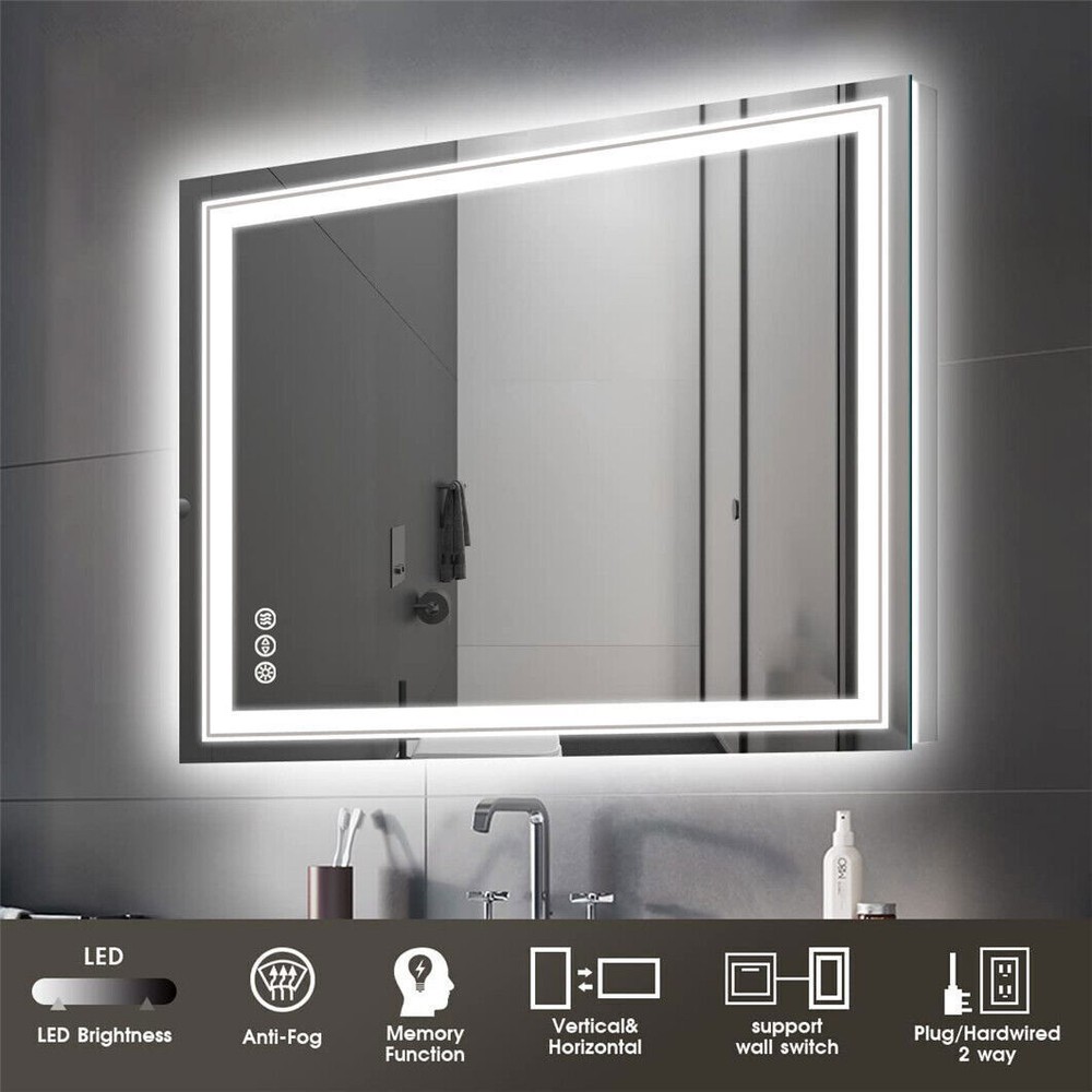 Upgrade Lighting Strips LED Bathroom Vanity Mirror Front Light& Backlit Antifog