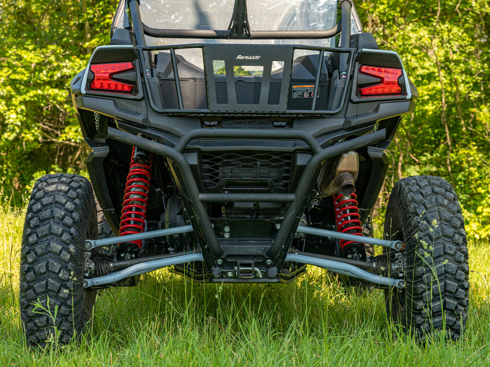 SuperATV Rear Bumper for Kawasaki Teryx KRX 1000 (2020+) - Wrinkle Black
