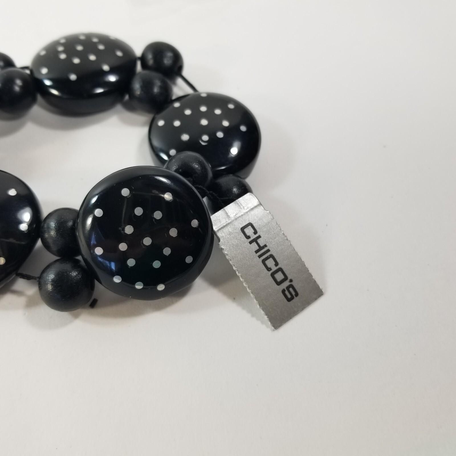 Black Polka Dots Bead Stretch Bracelet Chicos Chico's Minotaur