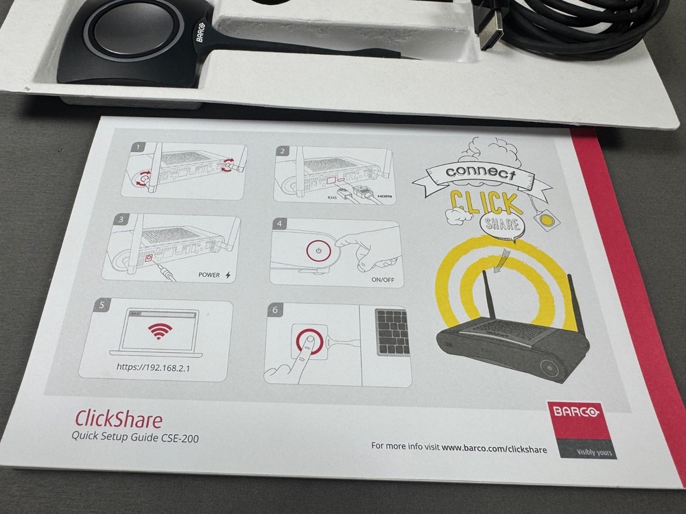 Barco ClickShare CSE-200 Wireless Presentation System w 2 USB Buttons - LOT B