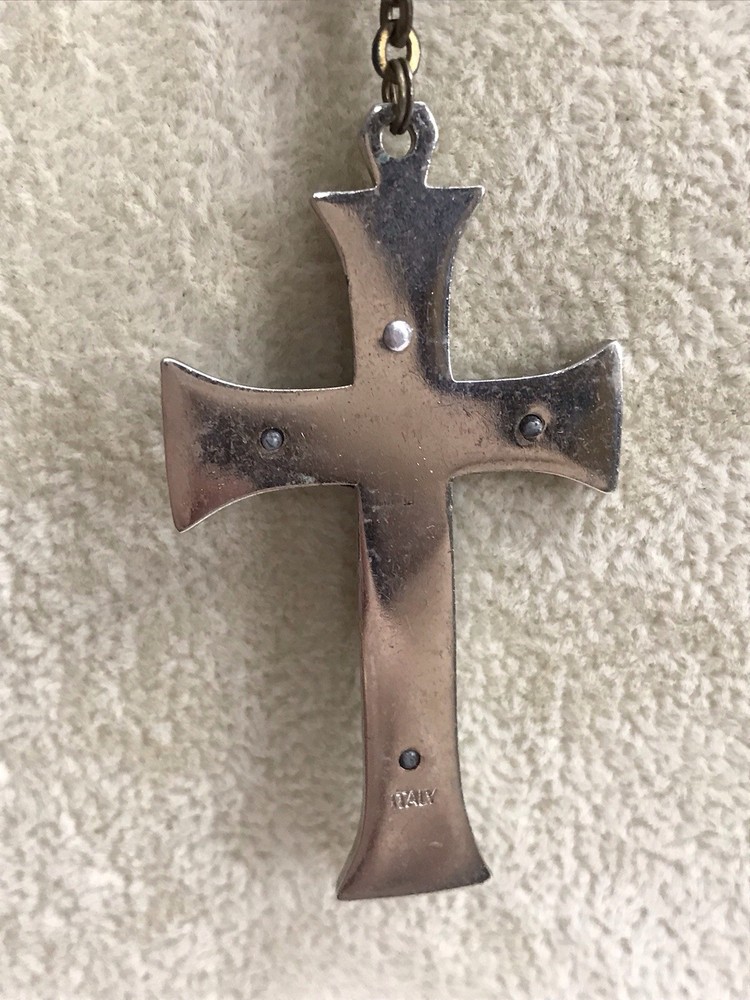 Vintage Blue Catholic Religious Prayer Rosary Beads Cross Crucifix Italy