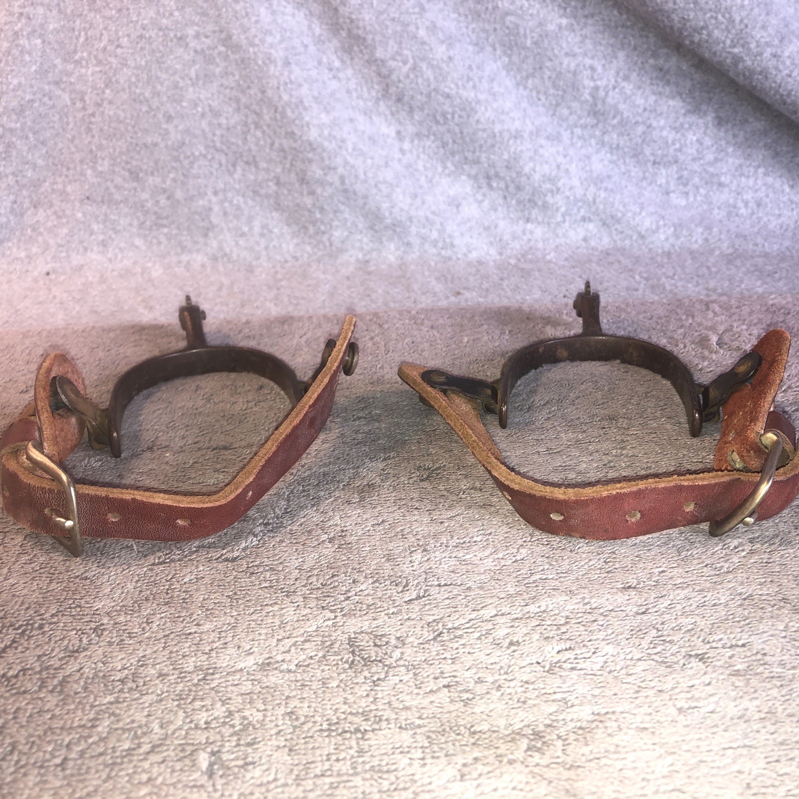 Vintage Antique Spurs w/ Leather Straps Cowboy Western Rodeo