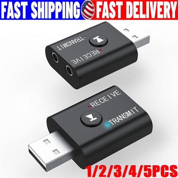 Wireless USB Bluetooth 5.0 Audio Transmitter Receiver Adapter 3.5mm For TV Car