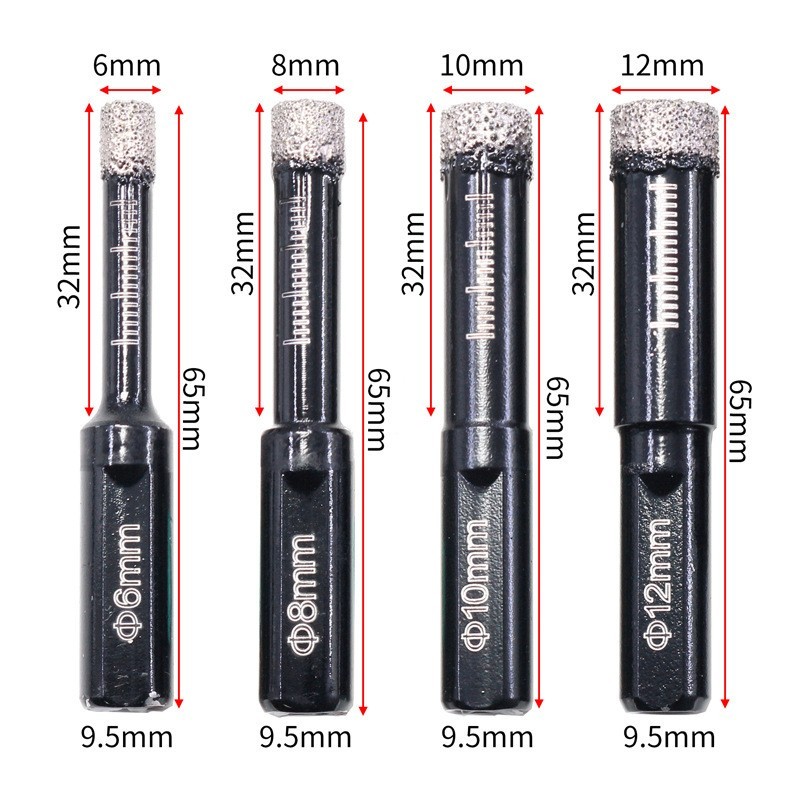 6-12mm Dry Ceramic Tile Drill Bit Triangular Shank Brazing Hole Opener Drilling