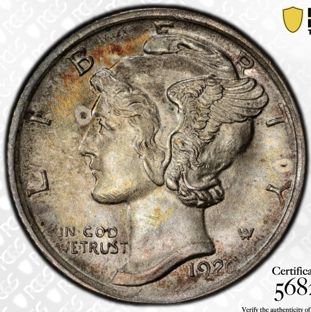 1920 MS63 Toned PCGS Mercury Dime Fresh Nice Affordable Example