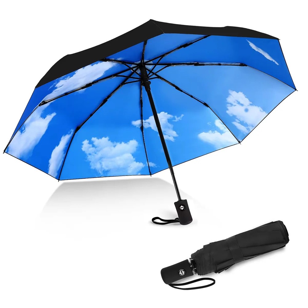 Automatic 8 Ribs Windproof Automatic Umbrella Starry Sky Retro Men Folding Trave