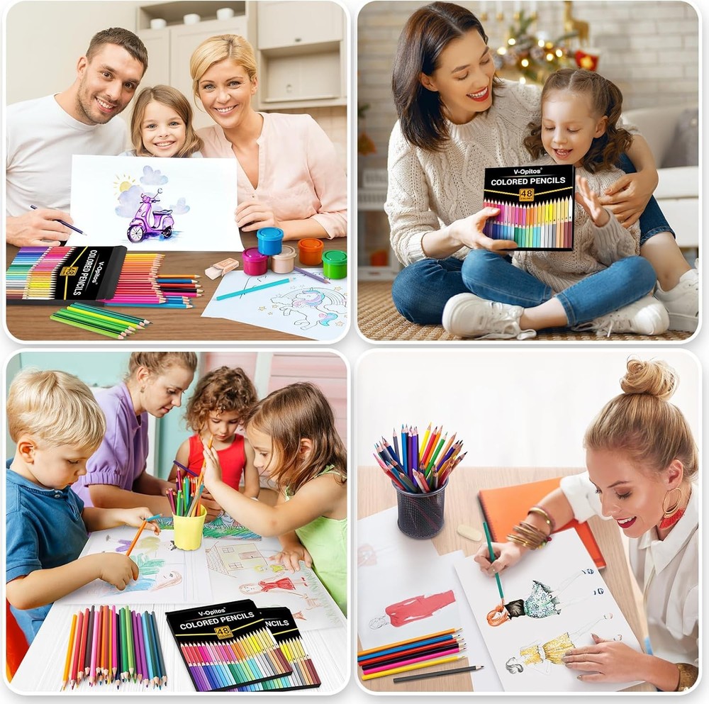 V-Opitos 48 Pack Colored Pencils Set, Pre-sharpened Coloring Multicolor