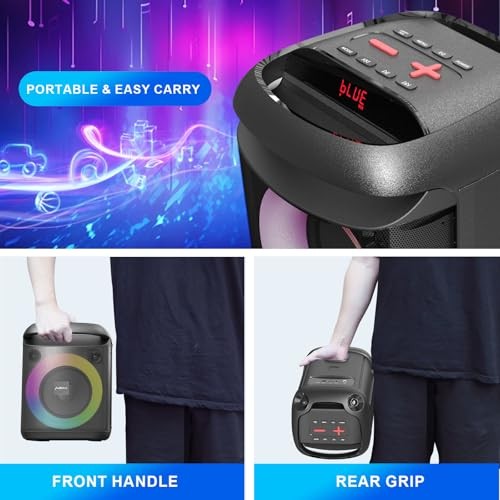 AIMAX Karaoke Machine with Bluetooth and Two Wireless Microphones, Portable