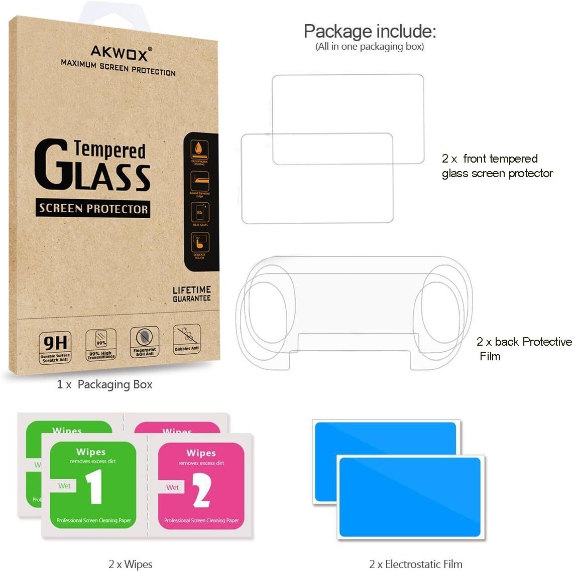 (4-Pack) 2 Front+2 Back Covers Screen Protectors for Sony Playstation Vita 1000,