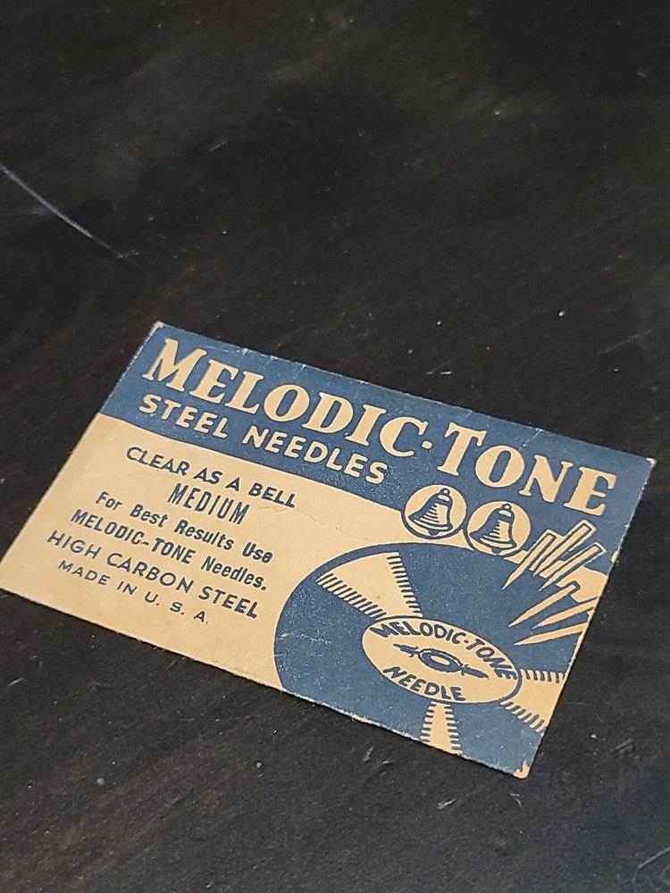 Gramophone phonograph needle packet, empty, melodic tone