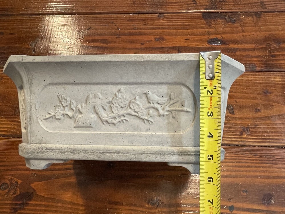 Large Rectangular Concrete Bonsai Pot 13.75” X 10” X 5.5”
