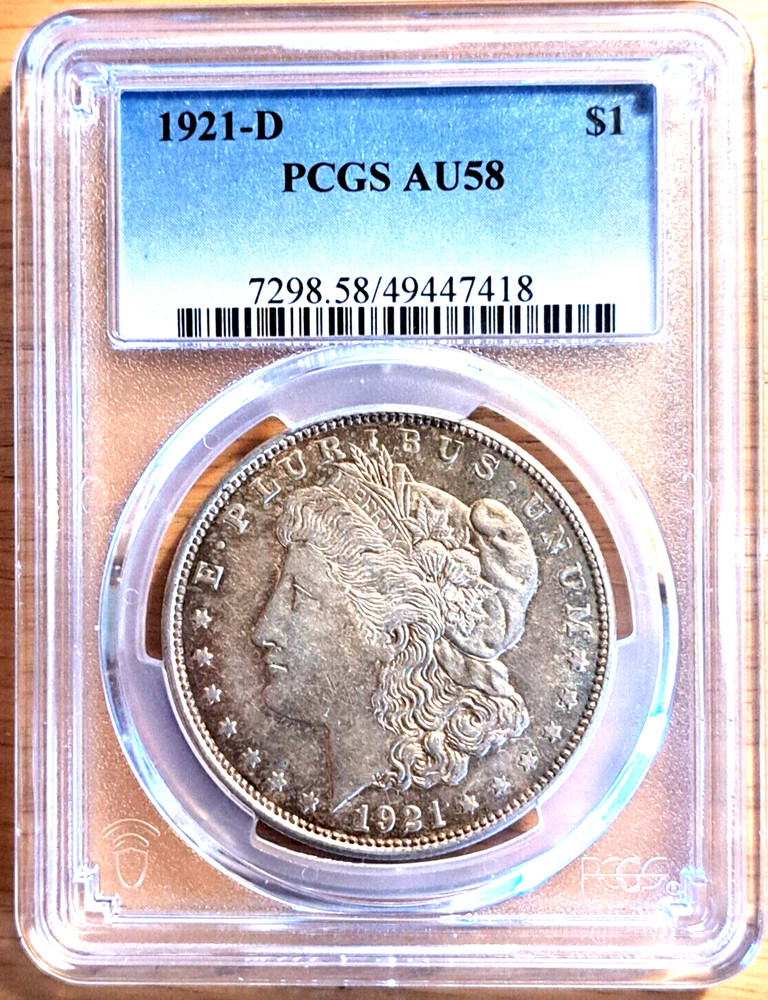 1921 D PCGS AU58  Morgan 90% SILVER
