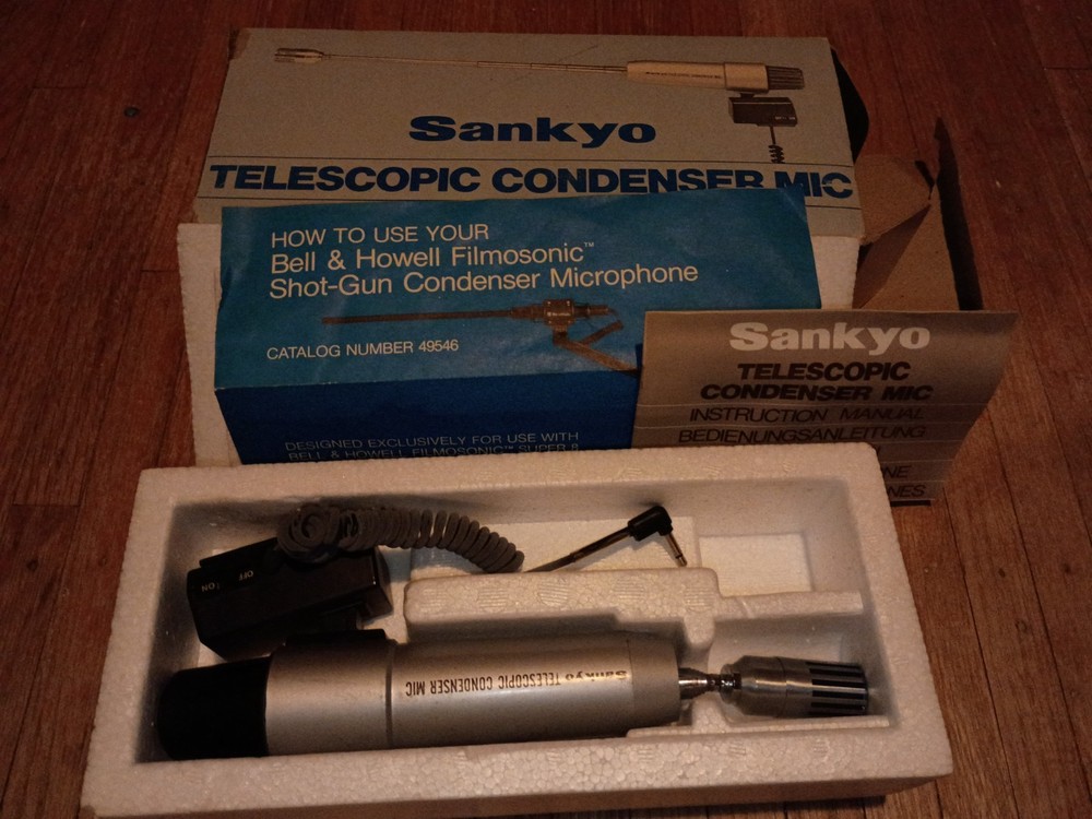 sankyo telescopic condenser mic untested vintage with box