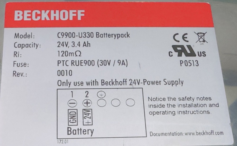 Beckhoff C9900-U330 Battery Pack -/ Used