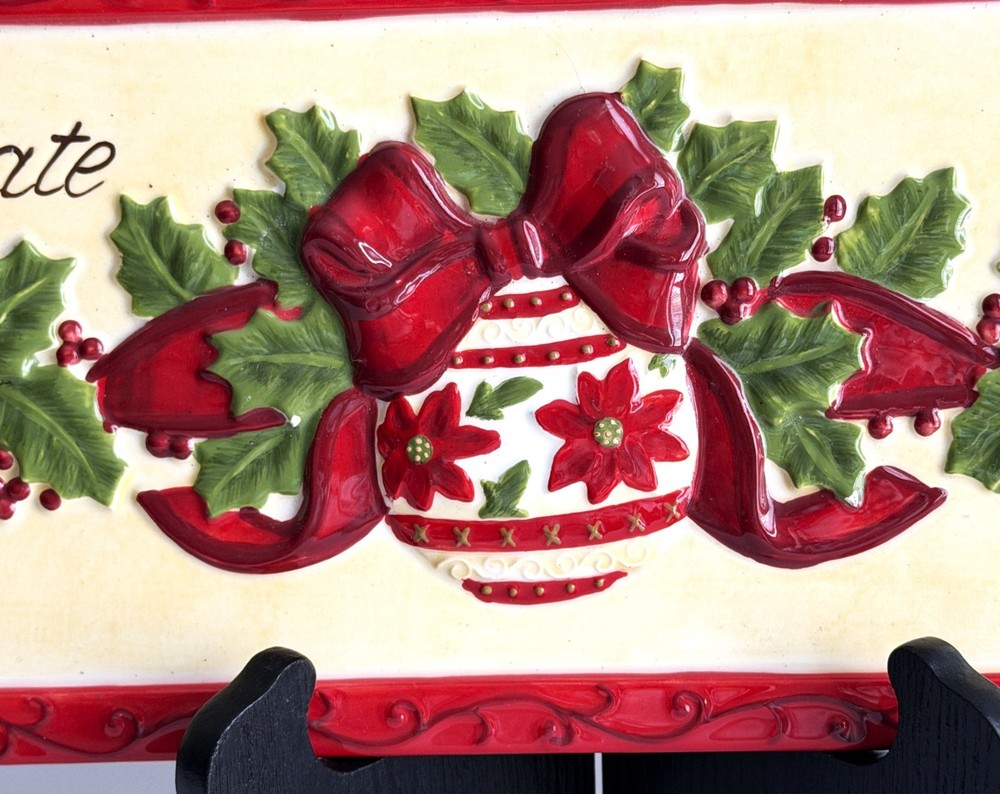 Christmas Cheese Serving Tray, Rectangle, Unique, Crimson Manor