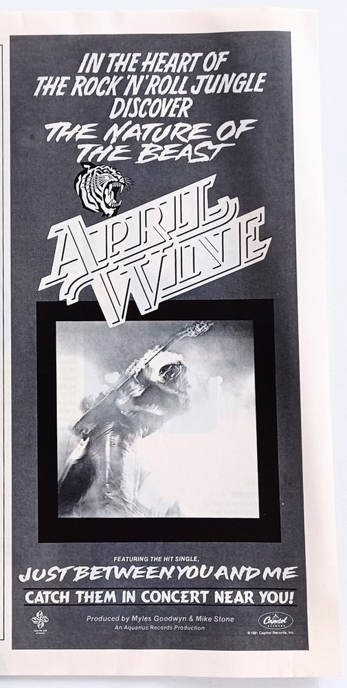 APRIL WINE~NATURE OF THE BEAST~1981 ALBUM PROMO~PRINT AD ADVERT PINUP CLIPPING