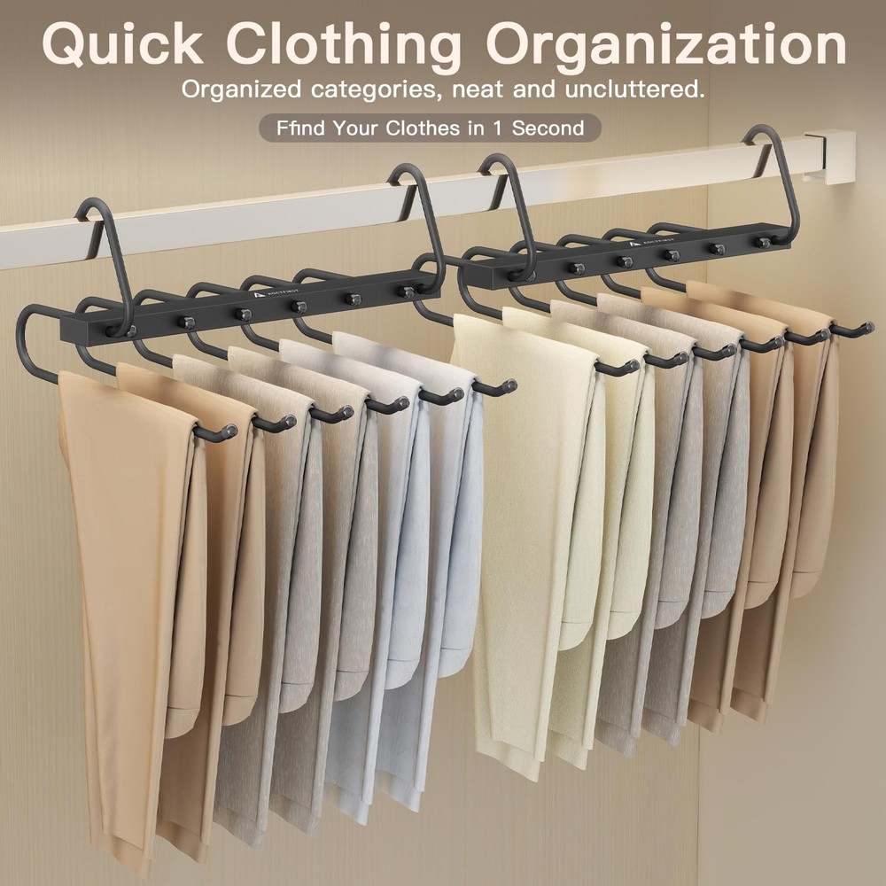AOCTFIRST 4 Pack Magic Pants Hangers Space Saving - Multi-Layer Saving...