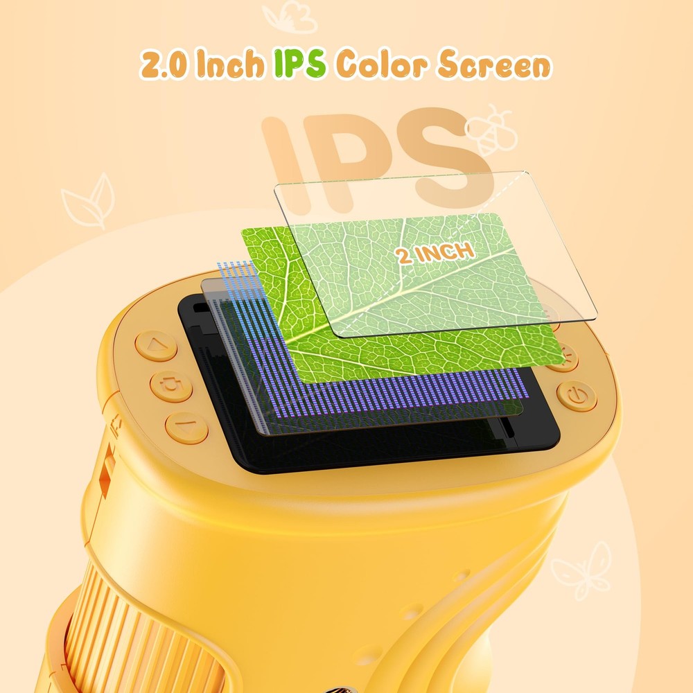 1000X Digital Microscope for Kids with 2.0" IPS Screen, 2MP Camera, Handheld