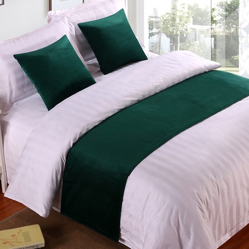 Luxury Velvet Bed Runner Soft Solid Color Scarf Protector Hotel Wedding Decor