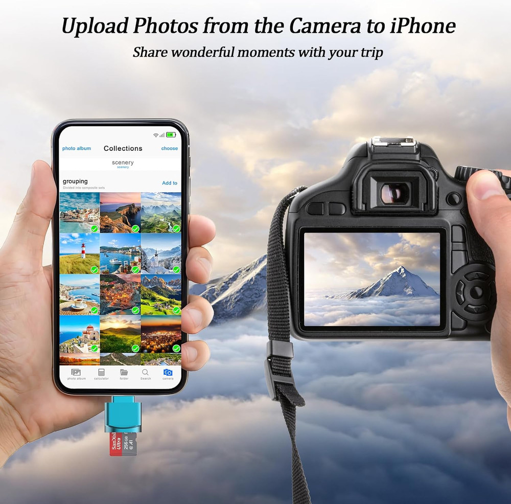 Lightning to Micro SD Card Reader for iPhone iPad, MFi Certified iOS 13+